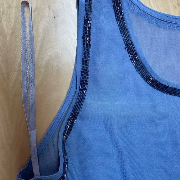 new ALBERTO MAKALI asymmetrical embroidery blue ombré top tunic sz XL - Picture 2 of 5